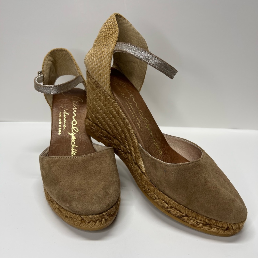 GIAMO ESPADRILLES wedge heels size 40/10 neutral rope wedge tan taupe
